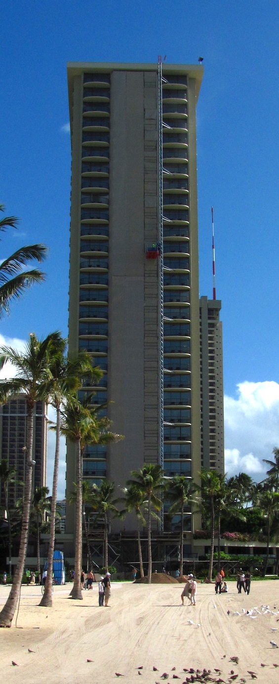 Hilton Hawaiian Village's Rainbow Tower during rehabilitation